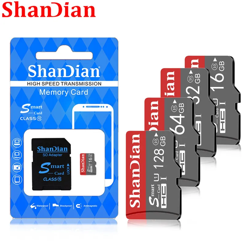 SHANDIAN Smart SD Card 32GB High Speed Class 10 16GB/64GB Real Capacity 128GB Mini SD Memory Card TF Card for Smartphone