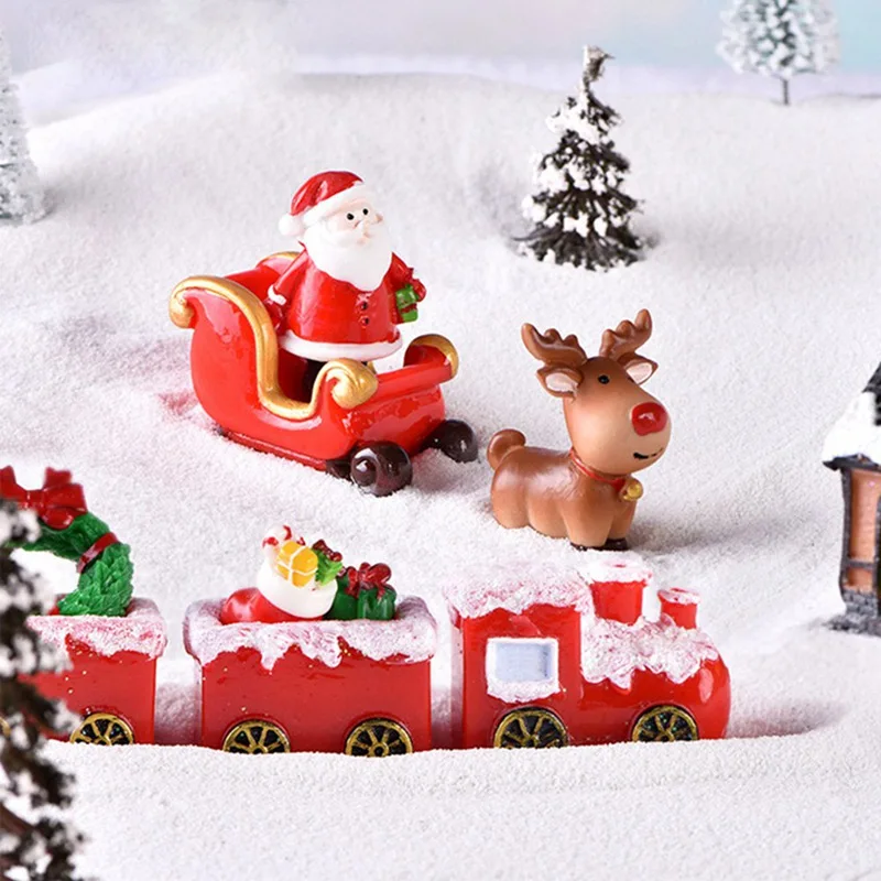 

Resin Miniature Christmas Tree Santa Claus Snowmen Snow Duck Terrarium Accessories Micro Fairy Garden Figurines Doll House Decor