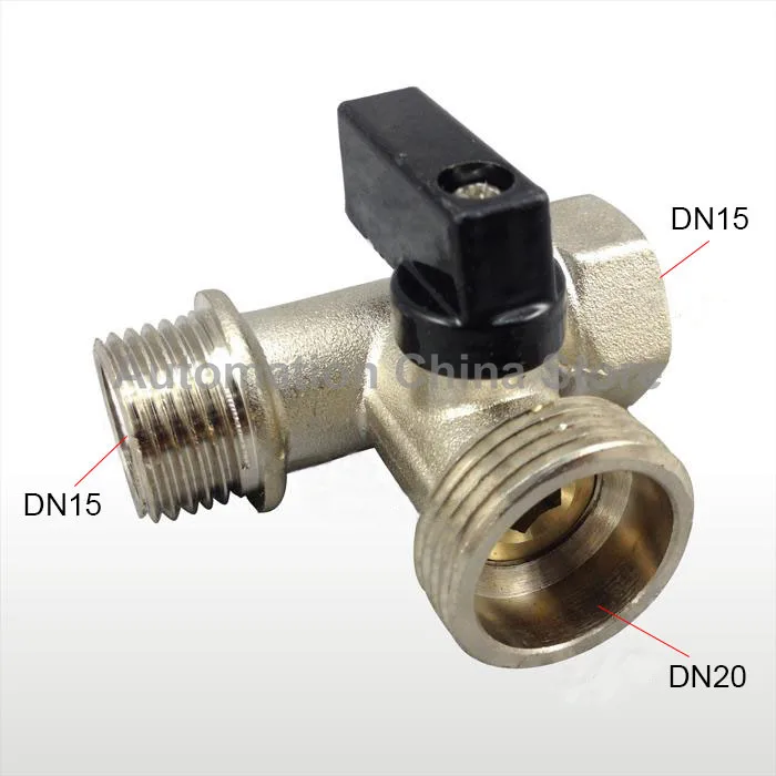 Трехходовой шаровой кран т типа латунь DN15* DN20 G1/" до G3/4" Мужской Женский разного диаметра подходит для воды, нефти, газа