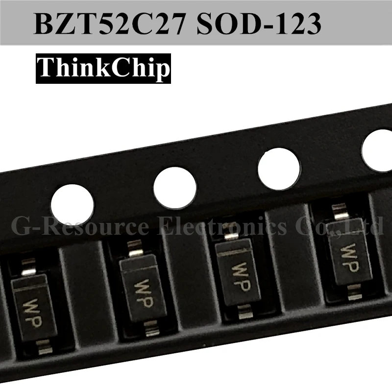 (100 шт.) BZT52C27 SOD-123 SMD 1206 стабилизированный диод напряжения 27 в (маркировка WP) |