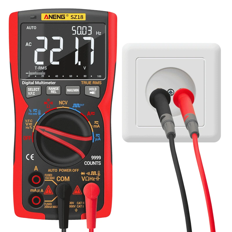 ANENG SZ18 electricista tester digital ac/dc multimeter profesional  voltimetro cables NCV multímetro comprobador de corriente capacimetro  digital