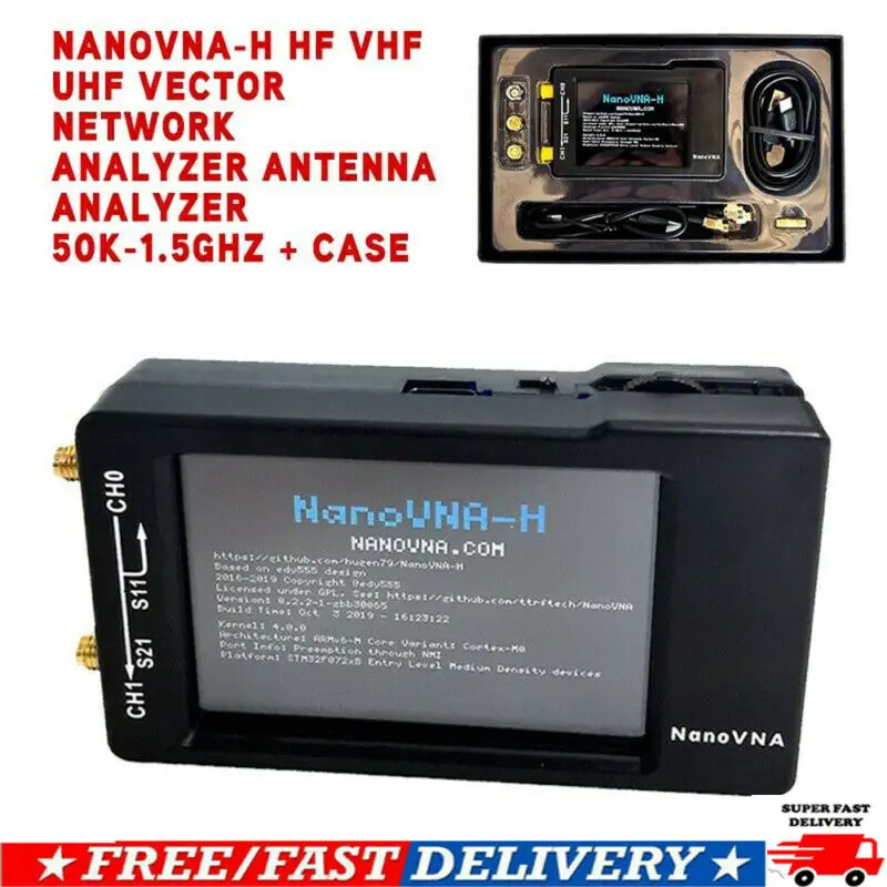 Новейший NanoVNA-H HF VHF УВЧ векторный сетевой анализатор антенны 50 K-1,5 GHz& Чехол Инструменты для анализа