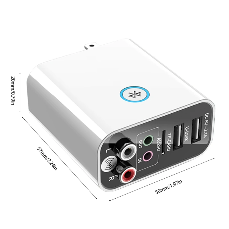 2 in 1 Bluetooth 5 0 Receiver Transmitter for Cell Phone TV PC Headphones TF Card AUX USB Charger Stereo Music Adapter