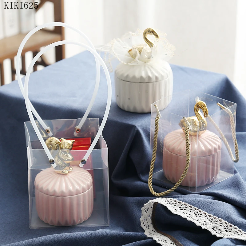 Nordic Golden Animal Ceramic Storage Jar Wedding Holiday Chocolate Candy Jar Dressing Table Jewelry Storage Box Home Decoration ceramic storage jar jewelry tray