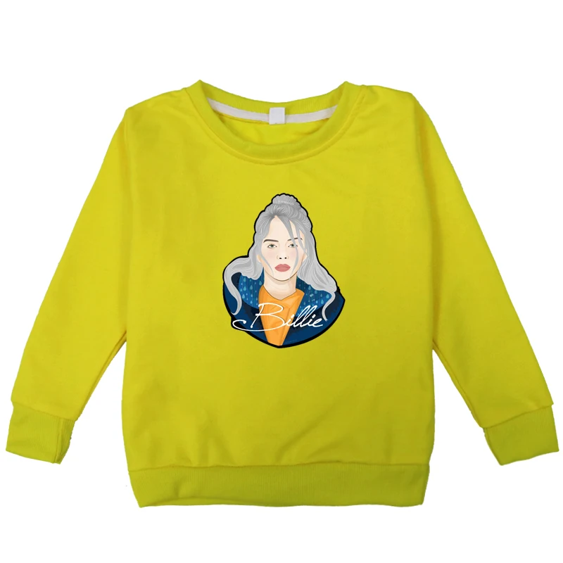 Billie Eilish/футболки для детей; осенне-зимняя одежда с капюшоном; детские толстовки для маленьких девочек; толстовки с капюшоном и длинными рукавами для девочек