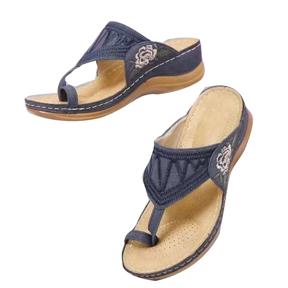 Newly Embroidery Comfy Wedges Sandals Casual Summer Beach Daily Women Slipper | Обувь