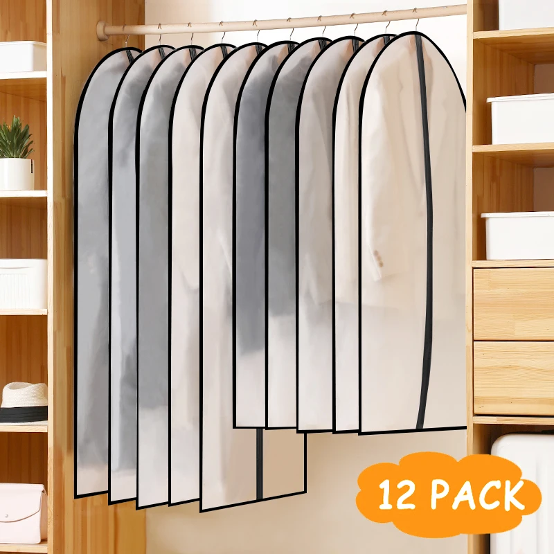 60 × 100/60 × 120cm, 12piezas organizador armarioCubierta antipolvo para ropa Traje colgante Abrigo Cubierta antipolvo Bolsa de almacenamiento para el hogar Armario Armarioorganizador de ropa para colgar en el armario