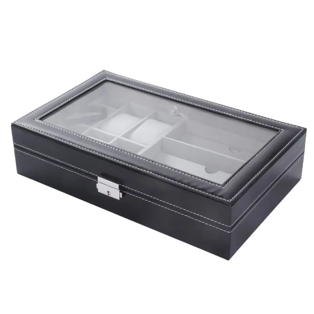 

6+3 Grids PU Leather Watch Sunglasses Display Holder Storage Box Organizers Casket Jewelry Case Luxury Gifts Relogio Masculino