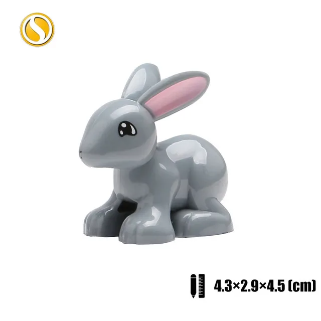 Original Big Size Assemble Building Blocks Accessory Toys For Children Compatible Big Size Animals Sets Zoo Bricks Baby Gifts Grey Rabbit