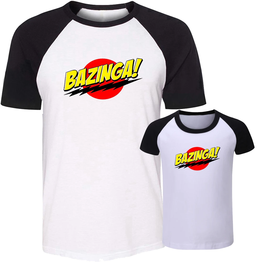 Bazinga TV Show DC Lantern Symbol Design Matching Family Outfits T-shirt Dad Son Short Sleeve Tee Men Boy Printed Tops Gift | Мать и