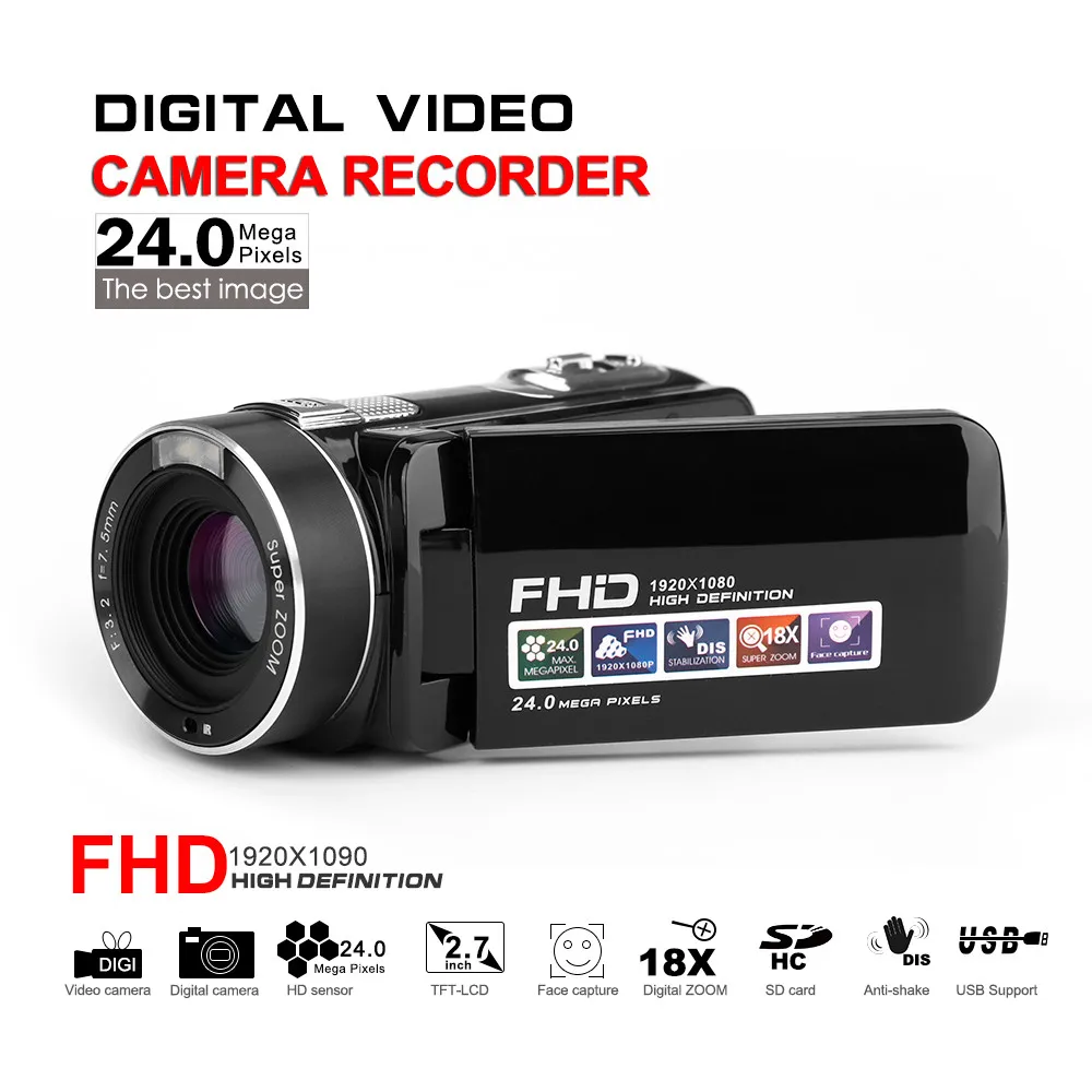 Видеокамера HD 1080P ручной пульт дистанционного управления 24 млн пикселей высокой четкости цифровая видеокамера 18x цифровой зум