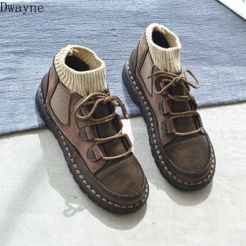 Online Mori chica literaria Retro botines lana boca pisos Martin botas hecho a mano suave inferior mujeres botas estudiante Casual botas cortas