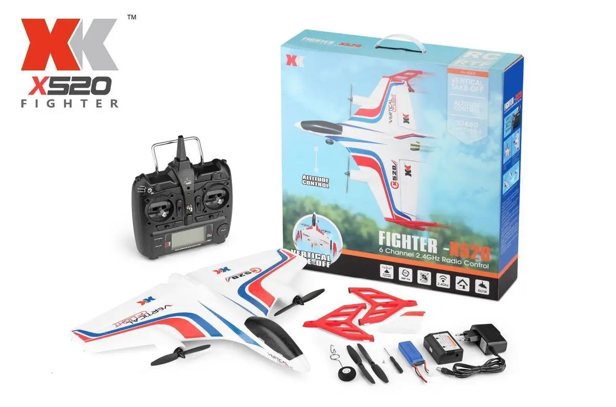 WLtoys XK520 RC самолет планер из пеноматериала 6 каналов бесщеточный вертикальный взлет трюк aeroccraft большой пульт дистанционного управления модель самолета