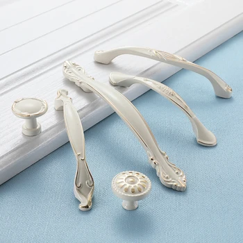 YUTOKO Lvory White Cabinet Handles Cabinet Knobs For Furniture Kitchen Cupboard Zinc Alloy Furniture Handles Dresser Pulls