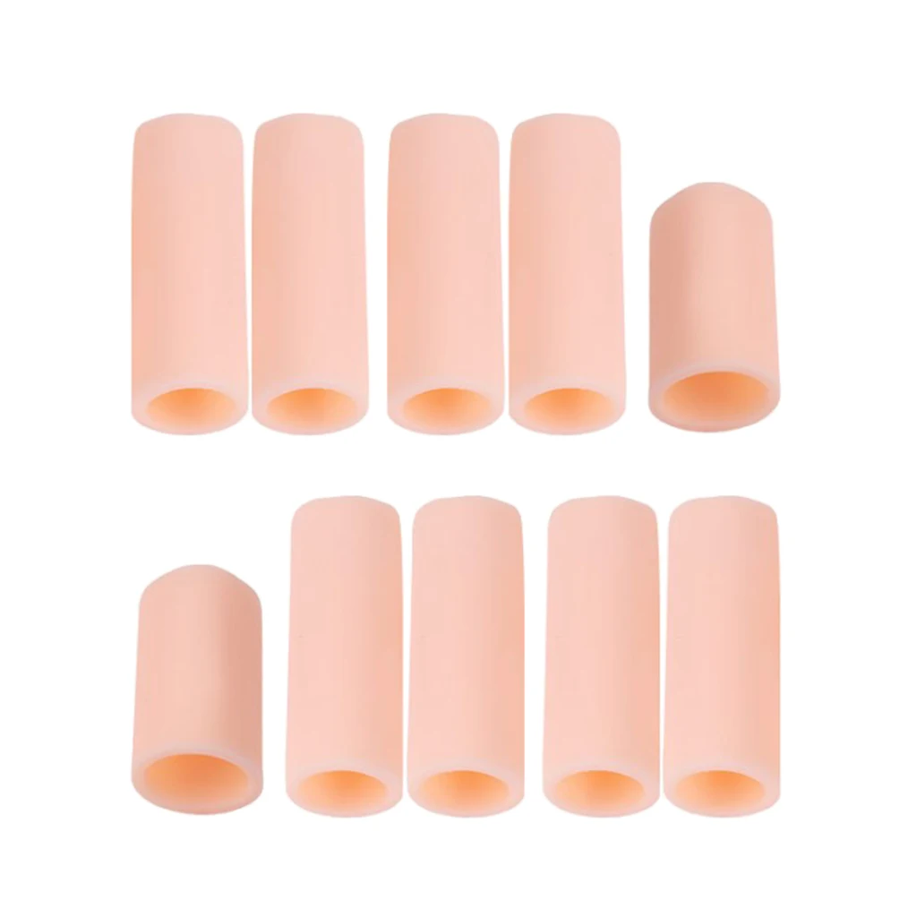 10pcs Cuttable Reusable Elastic Silicone Gel Toe Finger Caps Covers Sleeves Tubes