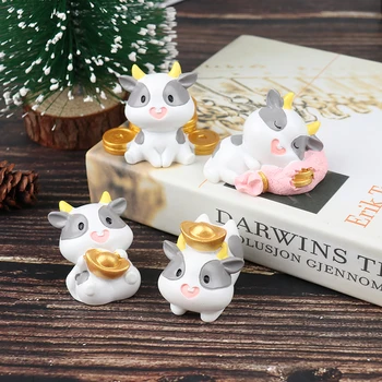 

4PCS/lot DIY Cute Mini Animal Dairy Cow Ox Miniature Cattle Garden Decor Accessories Fairy Garden Supplies