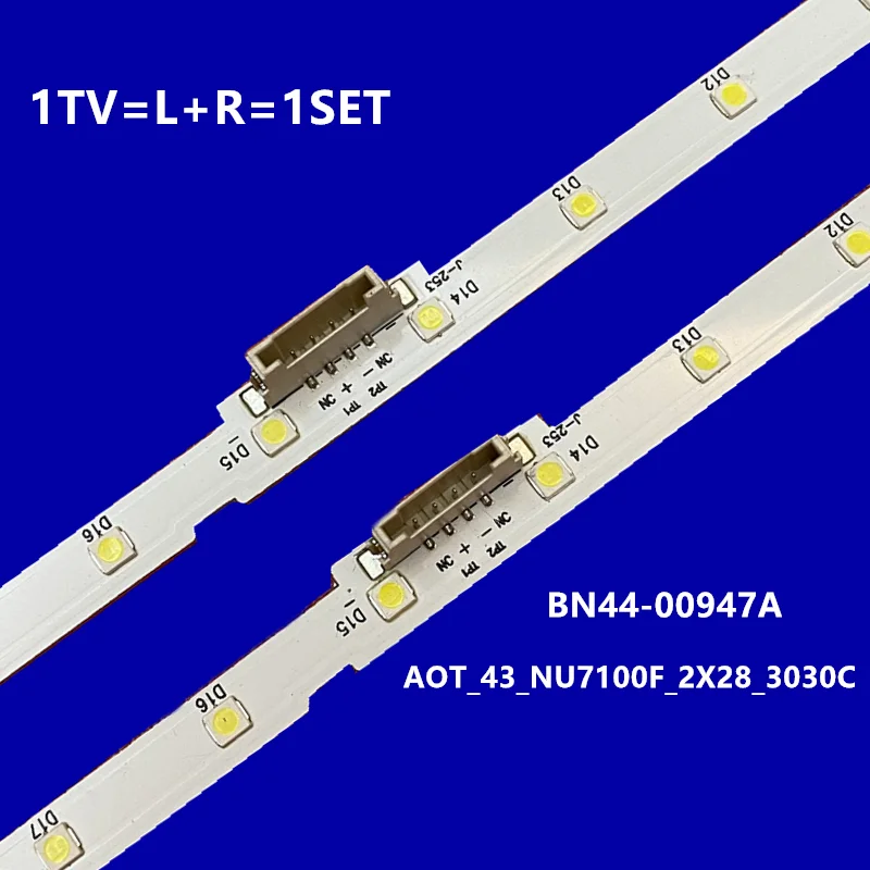 LED Backlight strip 28 lamp for Samsung 43&quotTV UE43NU7100U AOT_43_NU7100F_2X28_3030C BN44-00947A UE43NU7120U UE43NU7170U | Лампы и