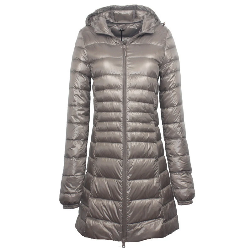 Beste Grote Maat Vrouwen Zwart Eendendons Lange Jas Hooded Winter Warm Donsjack Winter Keep Warm Uitloper Volledige Mouw Sneeuw  uitloper