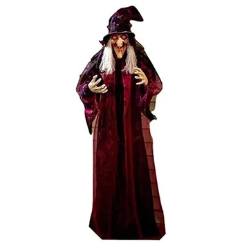 

Talking Witch Halloween Haunted House Prop Decor Sound Control Toy Ghost Festival Bar Horror Electric Luminous Hanging J