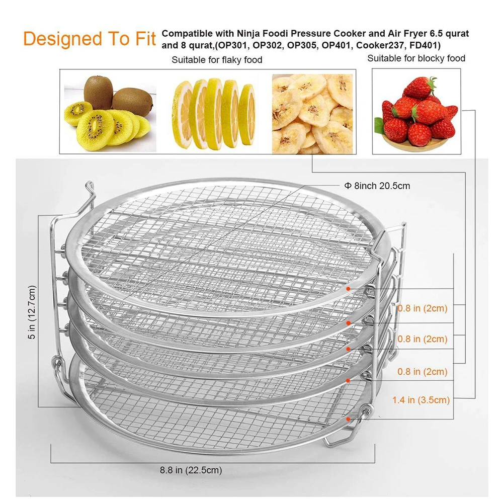 Большая емкость гриль стенд воздуха фритюрница с пятью штабелируемыми слоями пищевой нержавеющей стали Дегидратор стойки аксессуары