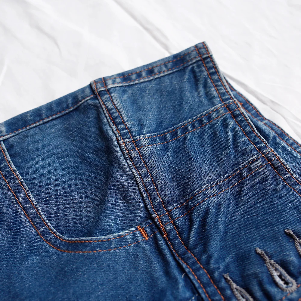 Женские джинсы с высокой талией и пуговицами, синие джинсовые штаны, женские повседневные узкие штаны