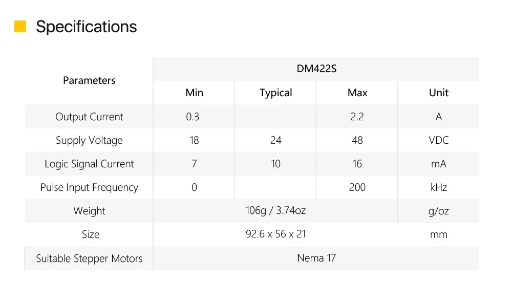 Cloudray 2-фазный шаговый мотор драйвер DM422S поставить Напряжение 18-48VDC Выход 0,3-2.2A ток