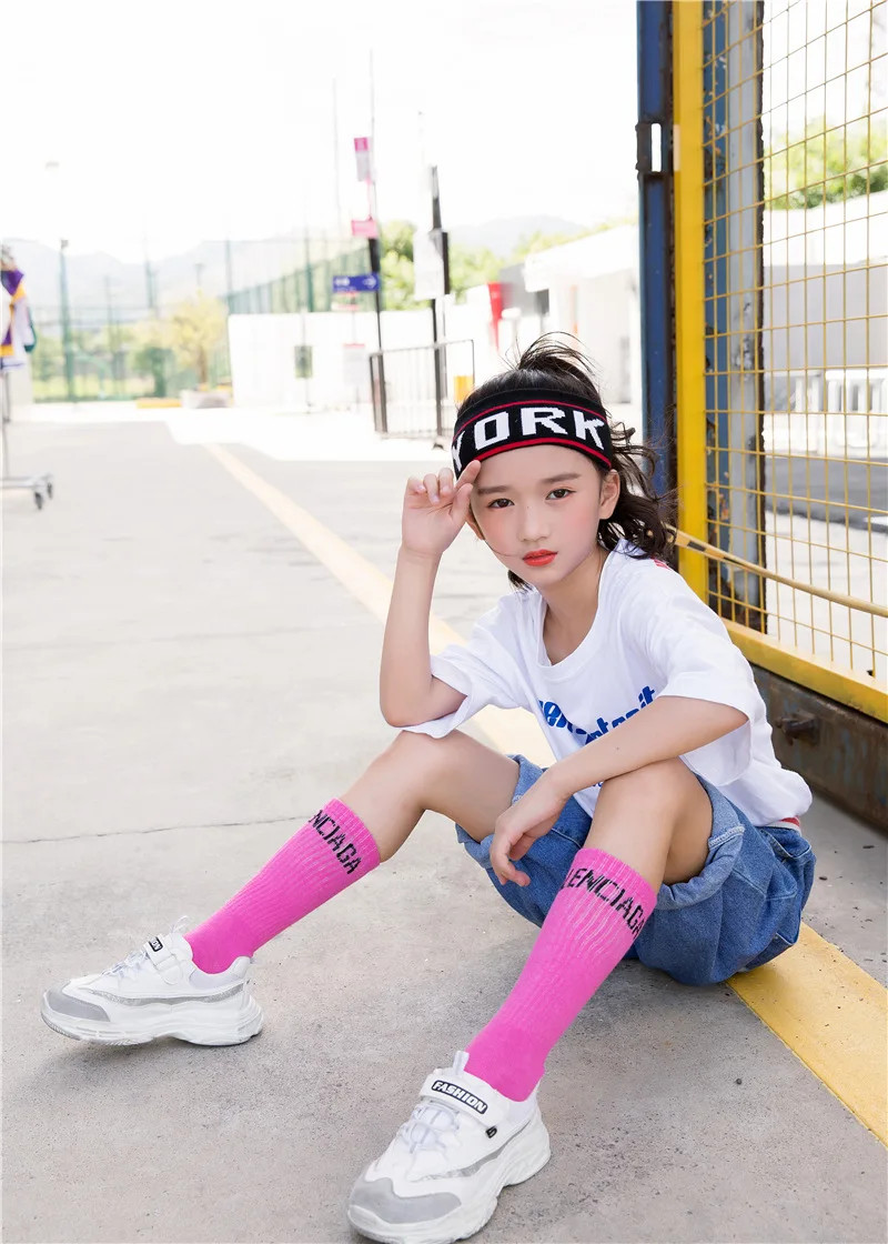 Korean-style Spring And Summer Cotton BB English Lettered Children Tube Socks Candy Color Online Celebrity Parent And Child