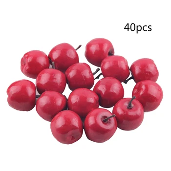 

40pcs Artificial Mini Apples Red Green Fake Fruit Food Kitchen Office Accessories Home Party Decoration Artificial Apples