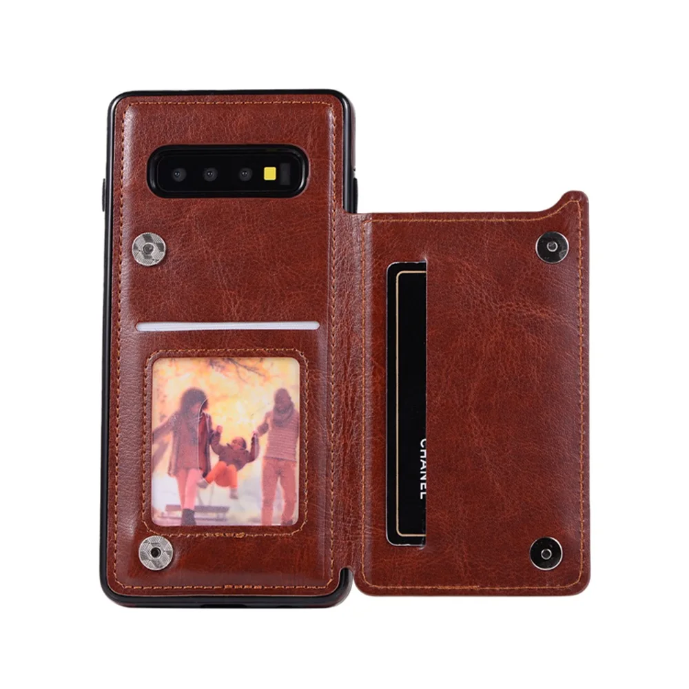 Brown Чехол-Кошелек Eqvvol в стиле ретро из искусственной кожи для samsung Galaxy S8 S9 S10 Plus Note 8 9 10 Pro S7 edge - Цвет: Brown