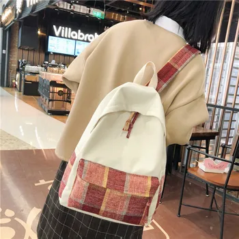 

Backpack female youth wild bag simple campus plaid large capacity backpack canvas male waterproof student bag mochila mujer