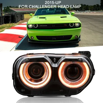

Black High beam Halogen for DODGE CHALLENGER 2015-UP MODIFIED LED HEAD LIGHT Plug and Play Without Low Beam Bulb RS-DODGE-002