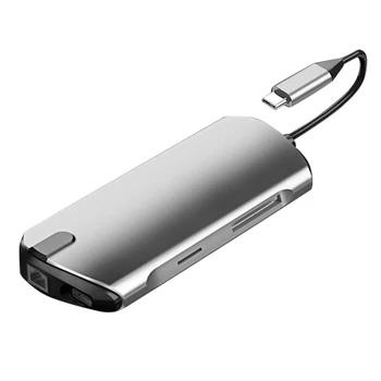 

8-In-1 USB Hub to Type C Data Hub With 8-Port SD/TF/USB 3.0 HDMI Reader Type C PD Charging and Gigabit Ethernet Port