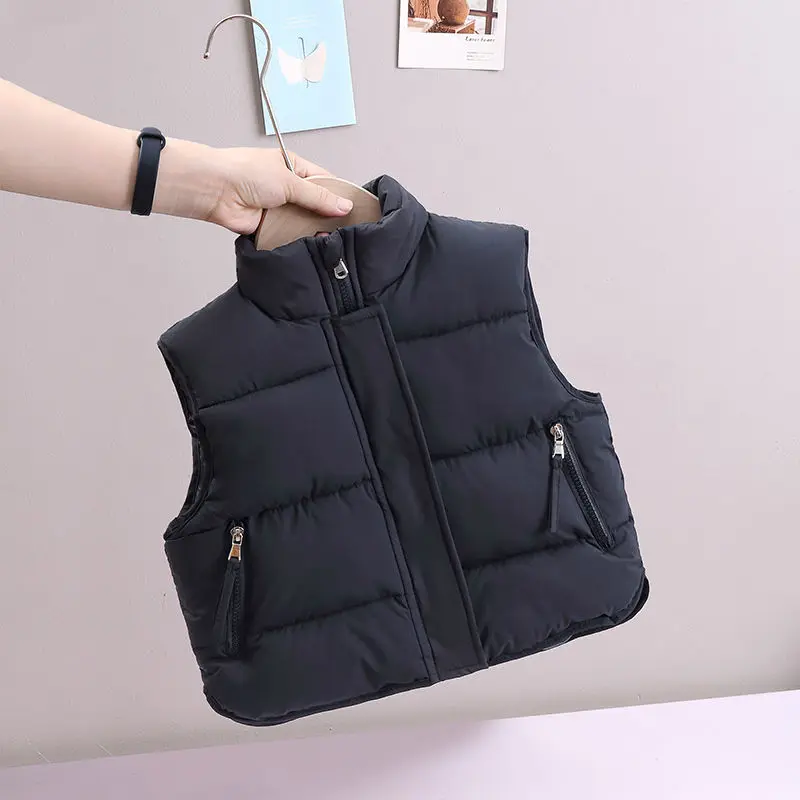 Children Vest Candy Color Down Cotton Vest Children'S Waistcoat Spring Autumn Casual Cardigan Thicken Warm Outerwear Toddler Sleeveless Coat