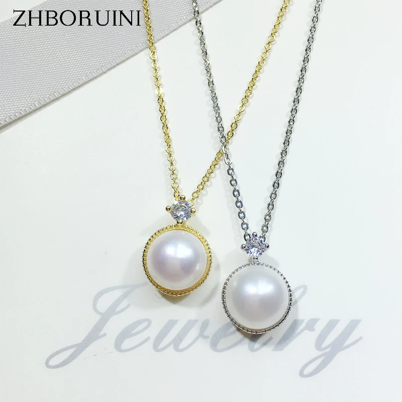 

ZHBORUIN Wholesale Price Gold Silver Color 14k Gold Plating Charm Chain Necklace 100% Natural Freshwater Pearl Pendant Wholesale