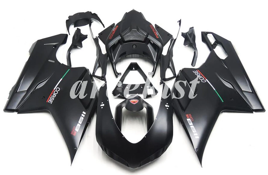 Литьевая Форма ABS Полный обтекатели наборы Подходит для Ducati 1098 848 1198s evo 2007 2008 2009 2010 2011 2012 набор кузова черный матовый