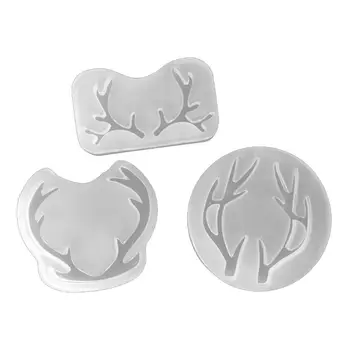 

Free shipping 3Pcs Crystal Epoxy Resin Mold Christmas Elk Hairpin Pendant Casting Silicone Mould DIY Crafts Jewelry Making Tools