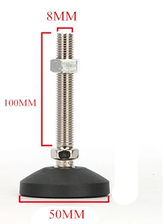 D50XM8X100mm Мебельная опорная ножка Нескользящая накладка направленная M8/M10/M12/M16 регулирующая ножка нейлоновая универсальная копыта фиксированная якорная чашка - Цвет: D50XM8X100mm