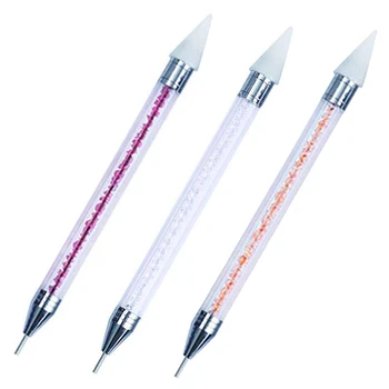 

Dotting Pen for Nails,Dual-ended Rhinestone Studs Picker Wax Pencil Nail Art Tool with Crystal Beads Handle for Nail Art Manicur