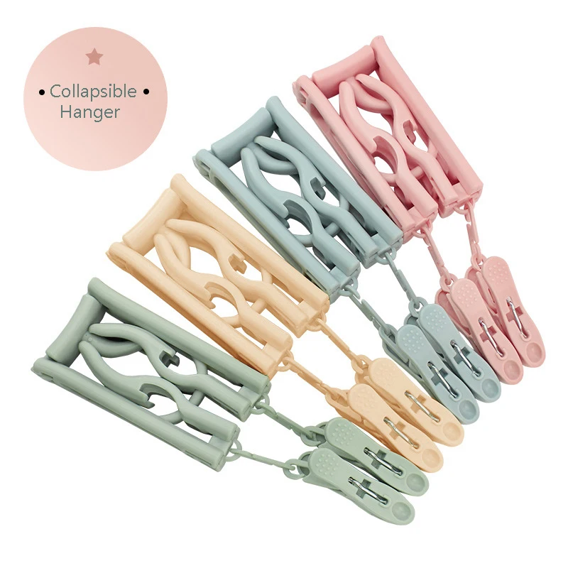 

Portable Collapsible Hanger With Clips Fashion Multifunction Hangers For Cloth/Bras/Socks Travel Artifact Suit Anti-slip Design
