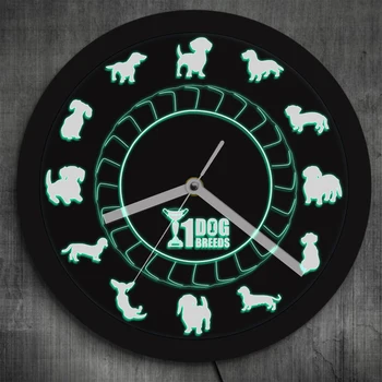 

Champion Dog Breed Dachshund Wall Clock Dachs Sausage Dog Vintage Clock With LED Lighting Color Change Neon Sign Dog Lover Gift