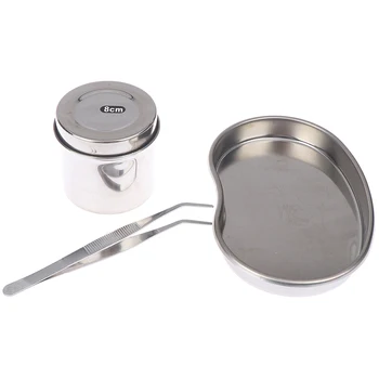 

3pcs=1Set Stainless Steel Microblading Sterilizer& Disinfection Kit Disinfection Tank Plate Tweezers Tool Clean Sterilizers Pot