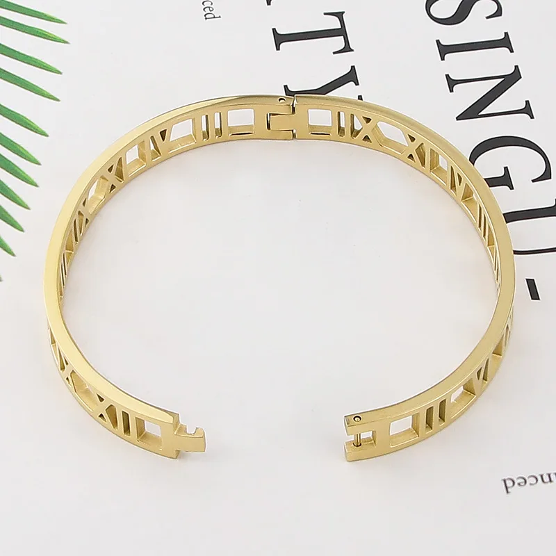 Roman Numerals Bracelets, Hollow Numerals Bracelet, Vacuum Plating Bangle