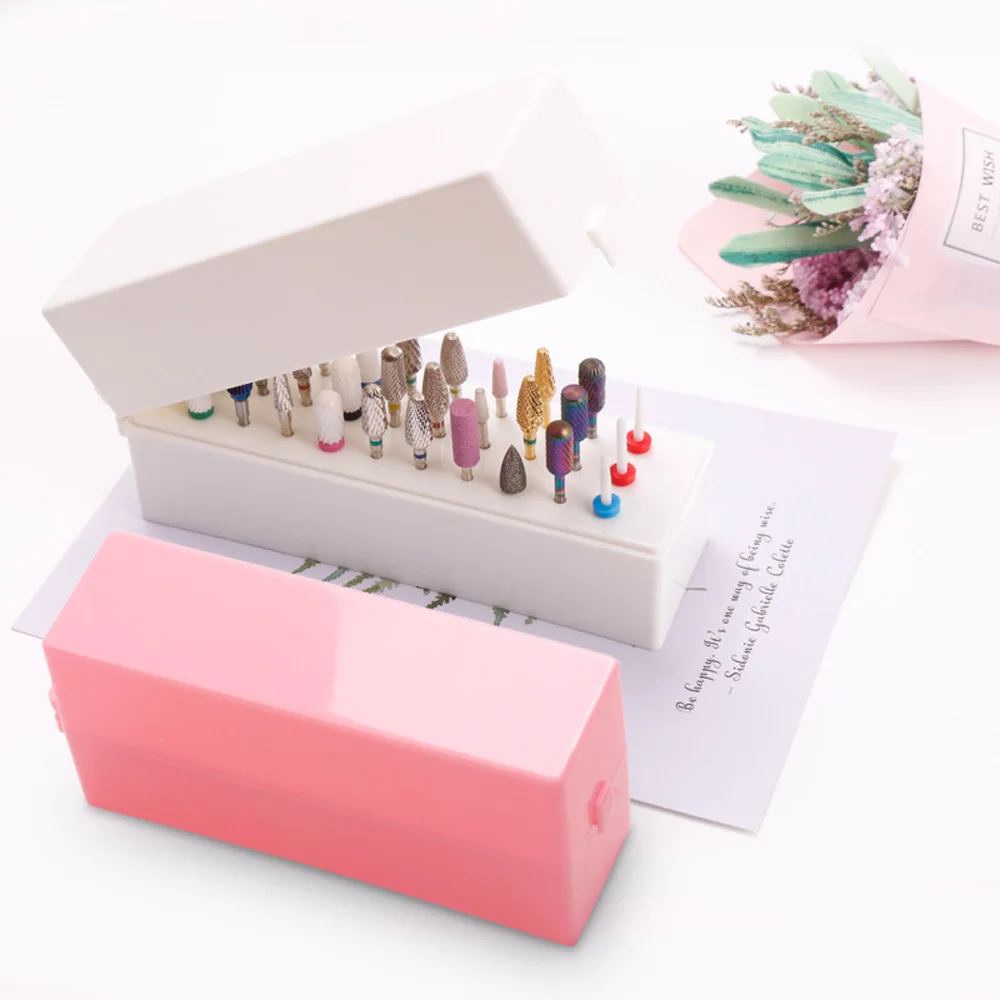 

Plastic Nail Drill Bits Storage Box Nail Grinding Head Holder Stand Display Container Milling Cutter Manicure Organizer Stand