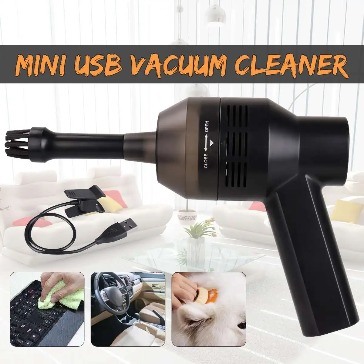 

Mini USB Vacuum Cleaner Portable Computer Keyboard Brush Nozzle Dust Collector Handheld Sucker Clean Kit For Cleaning Laptop PC