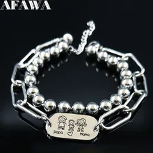 Семейный Браслет из нержавеющей стали Papa Mama Un Hijo Серебряный двухслойный браслет-цепочка Ювелирные изделия bisuteria B18567