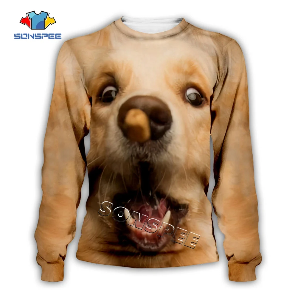 0-SONSPEE Fashion Men Pullover Long sleeve Women Casual Hip hop Tops Streetwear 3D Animal Print Funny dog face Sweatshirts Hoodies (4)
