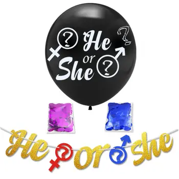 

He or She Baby Shower Baptism Party Banner Gender Reveal 36" Latex Balloon Pregnancy Announcement Decoration Supplies