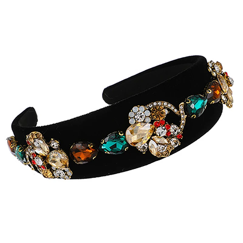 

ZHINI New Exaggeration DIY Zircon Crystal Handmade Headbands for Women Personality Punk Rhinestones Hair Accessories Jewelry