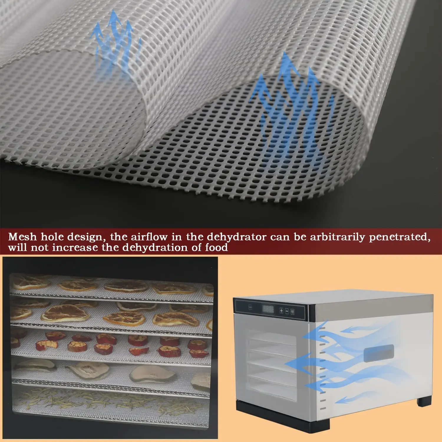 10 Pcs/Sets Silicone Dehydrator Sheets for Food Dehydrator Machine, Premium Non-Stick Silicone , Square29X29cm 5