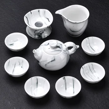 

Creative 10 Pcs Chinese Kung Fu Tea Ceramic Retro Office Household Tea Cup Set Theiere Ceramique Chinese Tea Ceremony Set MM60CJ